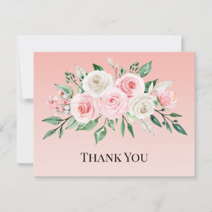 Aquarell-Rosa-Blumen Dankeskarte