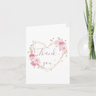 Aquarell-Rosa-Blumen-Herz-Dankeschön Einladung