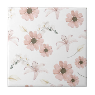 Aquarell-Rosa-Blumen-Kunst Fliese