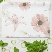 Aquarell-Rosa-Blumen-Kunst Geschirrtuch (Gefaltet)
