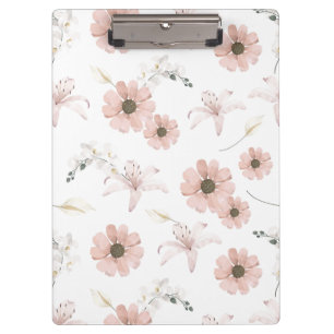 Aquarell-Rosa-Blumen-Kunst Klemmbrett