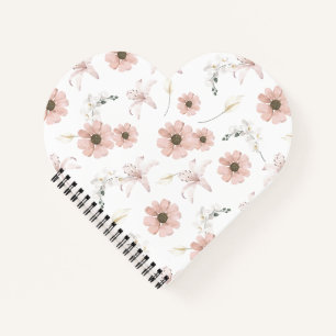Aquarell-Rosa-Blumen-Kunst Notizblock