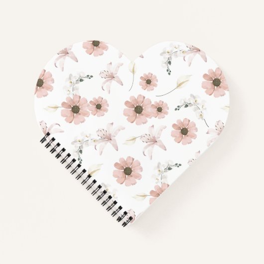 Aquarell-Rosa-Blumen-Kunst Notizblock (Vorderseite)