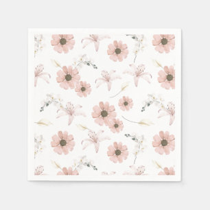 Aquarell-Rosa-Blumen-Kunst Serviette