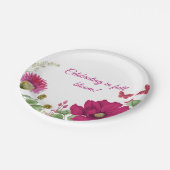 Aquarell-Rosa-Blumen-Party-Teller Pappteller (Schrägansicht)