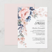 Aquarell-Rosa-Blumen-Script-Brautparty Einladung (Vorne/Hinten)
