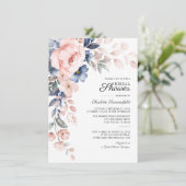 Aquarell-Rosa-Blumen-Script-Brautparty Einladung (Stehend Vorderseite)