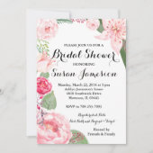Aquarell Rosa Blumendusche Einladung (Vorderseite)