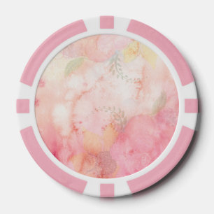 Aquarell-Rosa-Blumenhintergrund Pokerchips