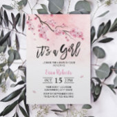 Aquarell Rosa Blumenkohl Blossom Babydusche Einladung