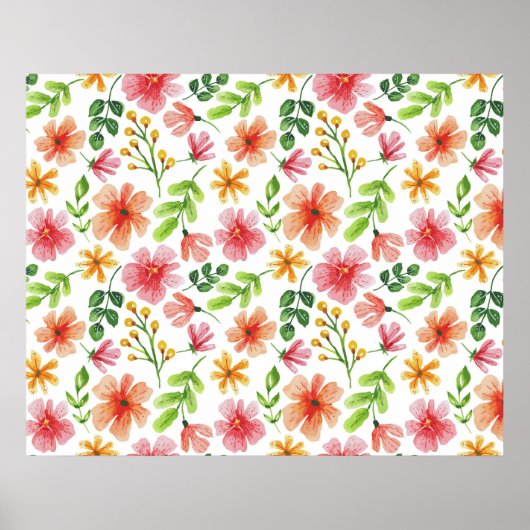 Aquarell-Rosa-Blumenmuster-69677 Poster (Vorne)