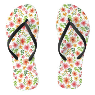 Aquarell-Rosa-Blumenmuster Badesandalen