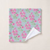 Aquarell-Rosa-Blumenmuster Badhandtuch Set (Waschlappen)