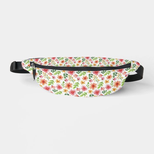 Aquarell-Rosa-Blumenmuster Bauchtasche (Vorderseite)