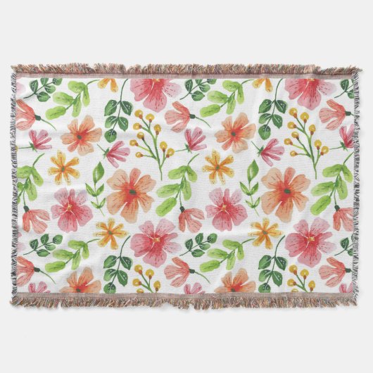 Aquarell-Rosa-Blumenmuster Decke (Vorderseite)