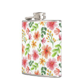 Aquarell-Rosa-Blumenmuster Flachmann (Links)