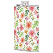 Aquarell-Rosa-Blumenmuster Flachmann (Links)