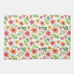 Aquarell-Rosa-Blumenmuster Geschirrtuch