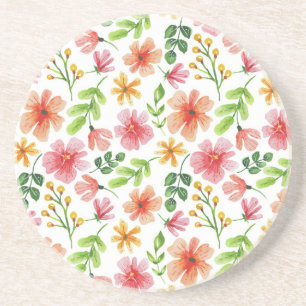 Aquarell-Rosa-Blumenmuster Getränkeuntersetzer
