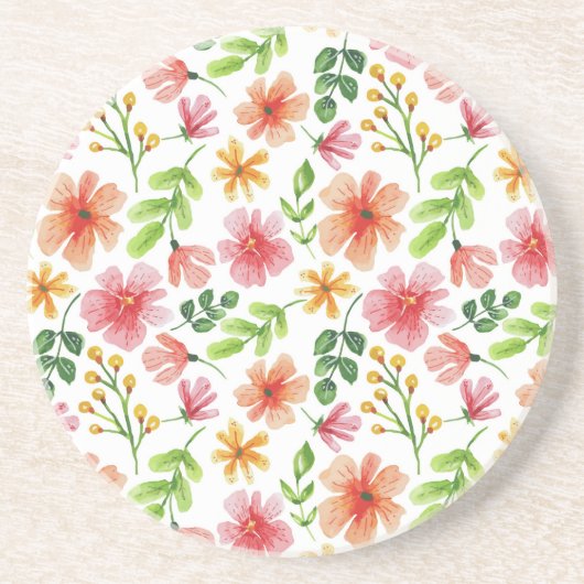 Aquarell-Rosa-Blumenmuster Getränkeuntersetzer (Vorne)