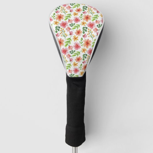 Aquarell-Rosa-Blumenmuster Golf Headcover (Vorderseite)