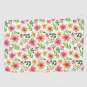 Aquarell-Rosa-Blumenmuster Golfhandtuch (Horizontal)