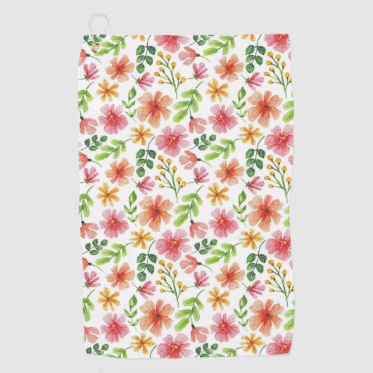 Aquarell-Rosa-Blumenmuster Golfhandtuch (Vorderseite)