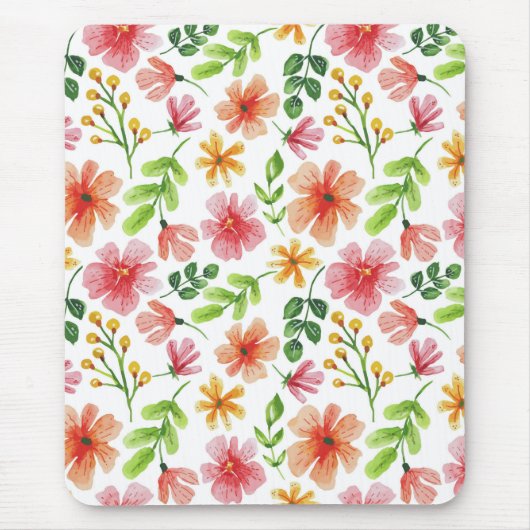 Aquarell-Rosa-Blumenmuster Mousepad (Vorne)