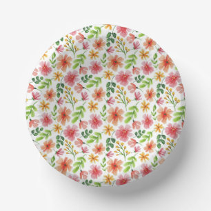 Aquarell-Rosa-Blumenmuster Pappteller