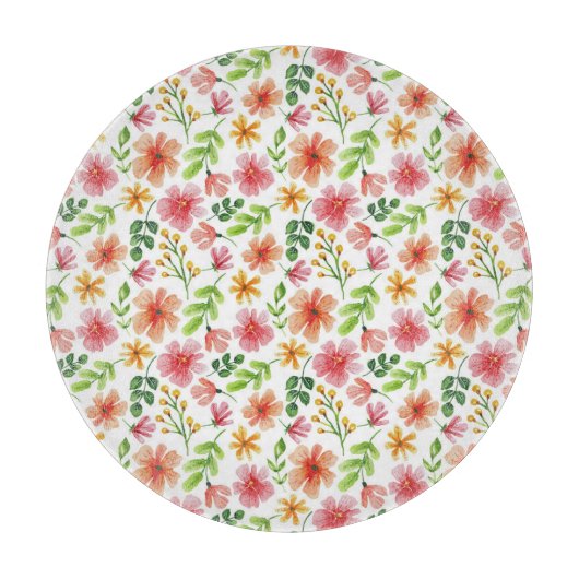 Aquarell-Rosa-Blumenmuster Schneidebrett (Vorderseite)