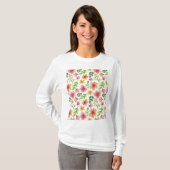 Aquarell-Rosa-Blumenmuster T-Shirt (Vorne ganz)