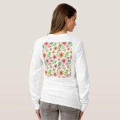 Aquarell-Rosa-Blumenmuster T-Shirt (Schwarz voll)