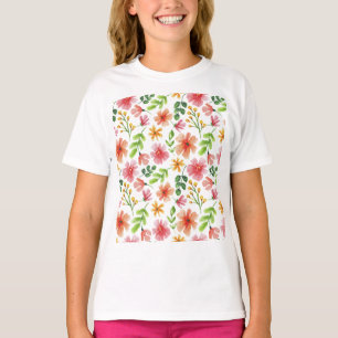 Aquarell-Rosa-Blumenmuster T-Shirt