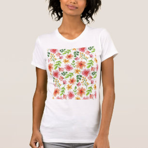 Aquarell-Rosa-Blumenmuster T-Shirt