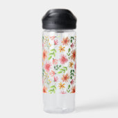 Aquarell-Rosa-Blumenmuster Trinkflasche (Rückseite)