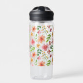 Aquarell-Rosa-Blumenmuster Trinkflasche (Vorderseite)