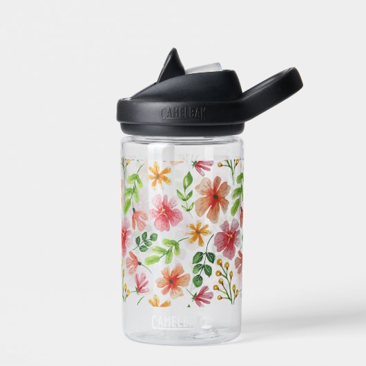 Aquarell-Rosa-Blumenmuster Trinkflasche (Links)