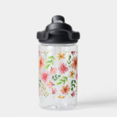 Aquarell-Rosa-Blumenmuster Trinkflasche (Rückseite)