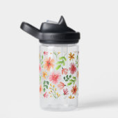 Aquarell-Rosa-Blumenmuster Trinkflasche (rechts)