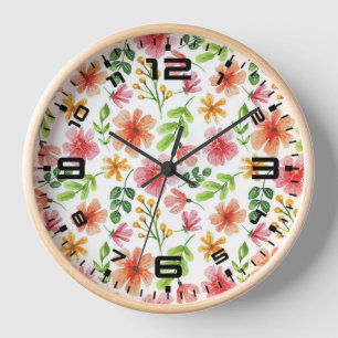 Aquarell-Rosa-Blumenmuster Uhr