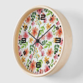 Aquarell-Rosa-Blumenmuster Uhr (Winkel)