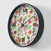 Aquarell-Rosa-Blumenmuster Uhr (Winkel)