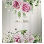 Aquarell Rosa Blumenrahmen Shiny Bronze Elegante Duschvorhang (Vorderseite)