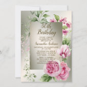 Aquarell Rosa Blumenrahmen Shiny Bronze Elegante Einladung (Vorderseite)