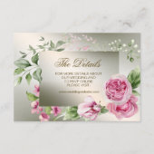 Aquarell Rosa Blumenrahmen Shiny Bronze Party Begleitkarte (Vorderseite)