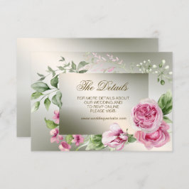 Aquarell Rosa Blumenrahmen Shiny Bronze Party Begleitkarte