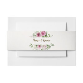 Aquarell Rosa Blumenrahmen Shiny Bronze Party Einladungsbanderole