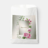 Aquarell Rosa Blumenrahmen Shiny Bronze Party Fan Geschenktütchen (Vorderseite)