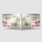 Aquarell Rosa Blumenrahmen Shiny Bronze Party Gästebuch (Voll)