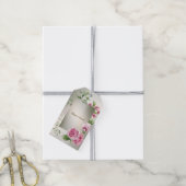 Aquarell Rosa Blumenrahmen Shiny Bronze Party Geschenkanhänger (Mit Garn)